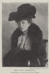 Mejuffrouw Alice Roosevelt, peettante van de nieuwe jacht van de keizer