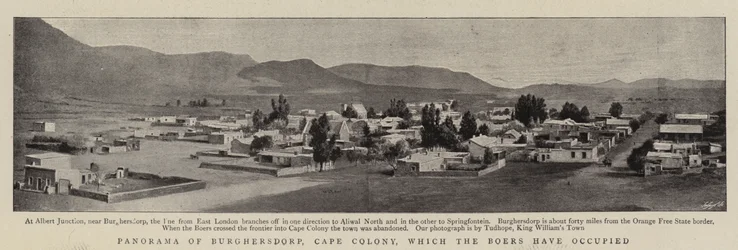 Panorama van Burghersdorp, Kaapkolonie, bezet door de Boeren