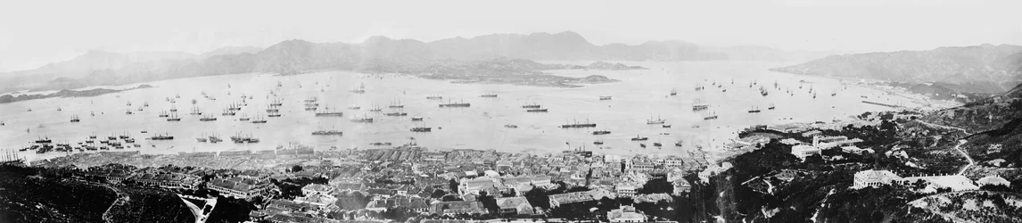 Panorama van de haven van Hong Kong, ca. 1878