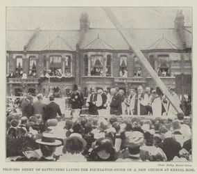 Prinses Henry van Battenberg legt de eerste steen van een nieuwe kerk in Kensal Rise