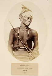 Rengma Naga, Plunderende Heuvelstam, Assam, uit Het Volk van India, door J. Forbes Watson, gepubliceerd 1868