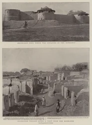 Shabkadar-dorp na een bezoek van de Mohmands