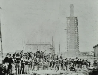 Southern Outfall Riool, Crossness: hoogwaardigheidsbekleders op de locatie, 1865