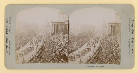 Stereoscopische afdruk van het diamanten jubileum van koningin Victoria, 28 juni 1897