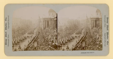 Stereoscopische afdruk van het diamanten jubileum van koningin Victoria, 28 juni 1897