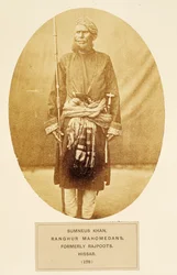 Sumneus Khan, Ranghur Mahomedanen, voorheen Rajpoots, Hissar, uit The People of India, door J. Forbes Watson, uitgegeven 1868