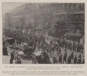 De Aankomst in Londen van Koloniale Troepen uit Zuid-Afrika, 26 juni, de Veteranen die langs Kensington High Street trekken