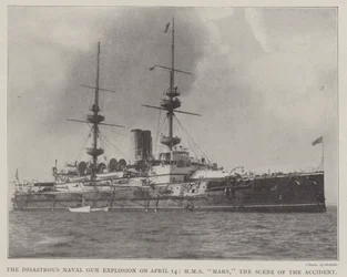 De Rampzalige Ontploffing van het Marinekanon op 14 april, HMS Mars, de Plaats van het Ongeluk