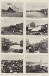 De grote storm, scènes van verwoesting aan de kust