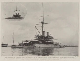 De Onzichtbaarheid van Oorlogsschepen, HMS Devastation in de Nieuwe Grijze Kleur vergeleken met de Vroegere Zwartgeverfde Romp