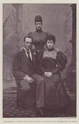 De Prinses van Wales met Prins Charles van Denemarken en Prinses Maud van Wales