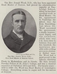 De eerwaarde Joseph Wood, DD, nieuwe hoofdmeester van Harrow School