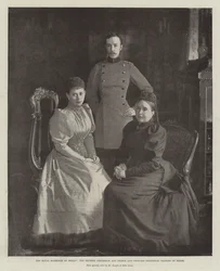 Het koninklijk huwelijk in Berlijn, de keizerin Frederick en prins en prinses Frederick Charles van Hessen