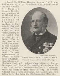 De overleden Admiraal Sir W H Stewart, GCB, voormalig Bevelhebber in Devonport