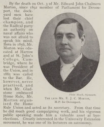 De overleden Mr E J C Morton, parlementslid voor Devonport
