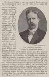 De overleden Mr J Huddart, pionier in stoomscheepvaartdienst