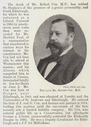 De wijlen Mr Robert Cox, MP