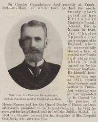 De overleden Sir Charles Oppenheimer, Brits consul-generaal in Frankfurt am Main