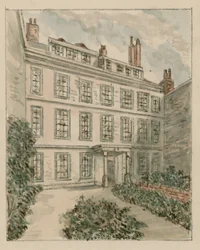 10 Nevills Court, Fetter Lane, Holborn, naar een schets uit 1890