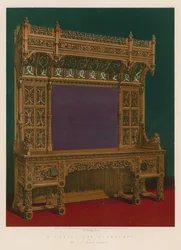 Een gesneden eiken dressoir door de heer J G Crace, Londen