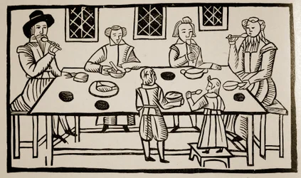 Een gezinsmaaltijd, ca. 1600
