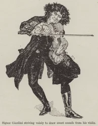 Een Viool met Eén Deuntje, door R E Francillon (gravure)