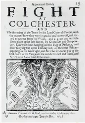 Een grote en bloedige strijd bij Colchester, gedrukt in 1648