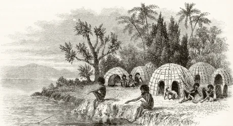 Een inheems kamp in Queensland, c.1880, uit 