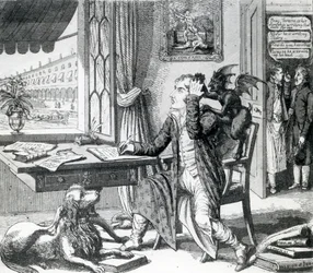 Een nobele dichter - zijn ideeën opkrabbelen, gepubliceerd door J. Johnston, 1823