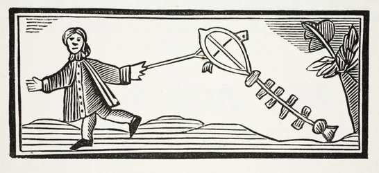 Een Papieren Vlieger die de hoge lucht in gaat, illustratie uit Chap-books van de Achttiende Eeuw door John Ashton, uitgegeven 1882