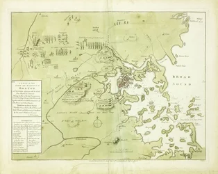 Een Plan van de Stad en Haven van Boston en de omliggende Gebieden