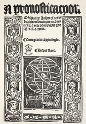 Een voorspelling, door Jasper Laet (fl.1485-1532), gedrukt door R. Bankes, 1524