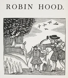 Een waar verhaal van Robin Hood, illustratie uit Chap-books van de achttiende eeuw door John Ashton, uitgegeven 1882
