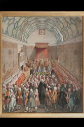 Uitzicht op het Hogerhuis, gegraveerd door Benjamin Cole