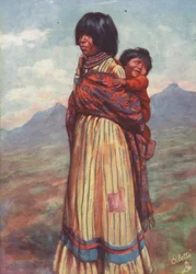 Een Walapai Indiaanse vrouw en kind