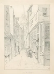 Een hof of doorgang nabij St Martins Kerk, Londen, juli 1828