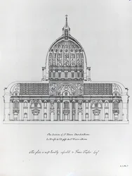 Een doorsnede van St. Pieter, Rome