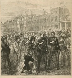 Een detachement van de Royal Artillery vertrekt vanuit Woolwich naar de Goudkust