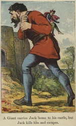 Een reus draagt Jack naar zijn kasteel