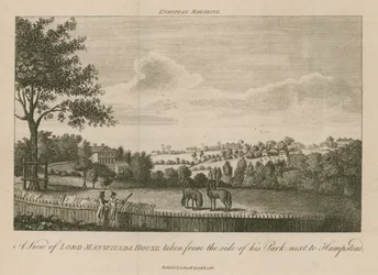 Een uitzicht op het huis van Lord Mansfield genomen vanaf de kant van zijn park naast Hampstead
