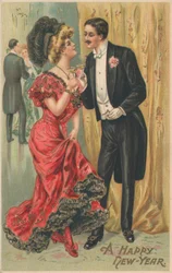 Een goedgekleed stel op een feest