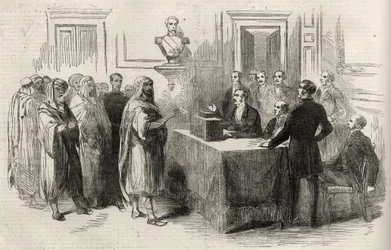 Abd-El-Kader stemt voor het Franse Keizerrijk - Illustratie voor The Illustrated London News, 4 december 1852.