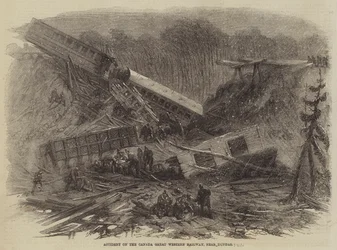 Ongeluk op de Canada Great Western Railway, nabij Dundas (gravure)