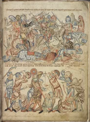 Add 47682 f.40 Edelen en gewone mensen vechten bij de slag van Bannockburn, uit de 