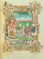 Aanbidding der Wijzen, uit het Benedictional van St. Aethelwold, Winchester