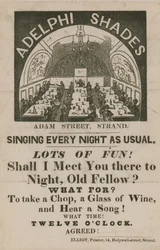 Advertentie voor Adelphi Shades, Adam Street, Strand