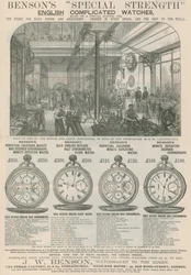 Advertentie voor Bensons Speciale Sterke Engelse Gecompliceerde Horloges