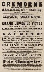 Advertentie voor Cremorne Gardens, Londen