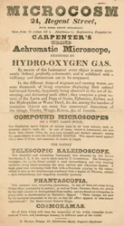 Advertentie voor Microcosm tentoonstelling op 24 Regent Street, Londen