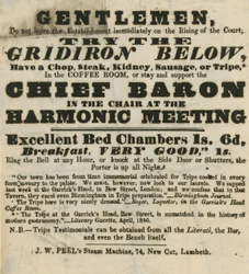 Advertentie voor de Garricks Head, Bow Street